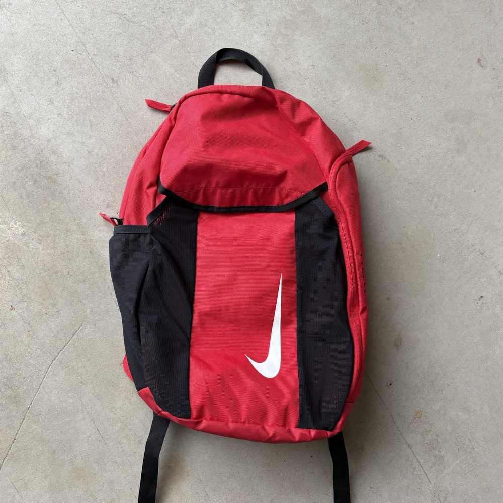 Nike Athlete Backpack Red Black Multi Pocket Sports School Gym Travel Bag